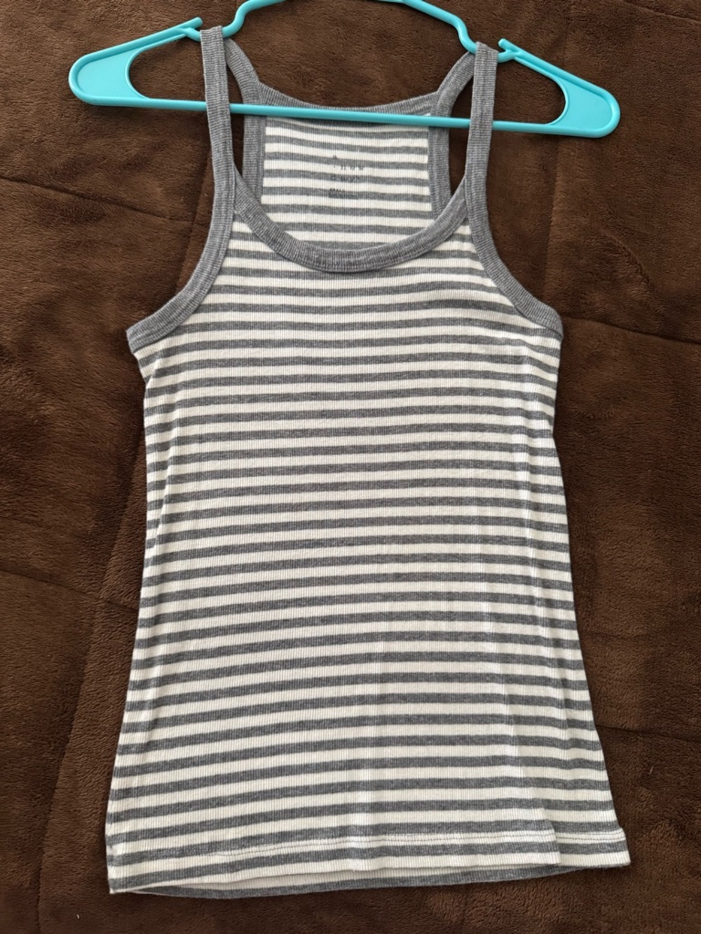 a new day Gray and White Striped Scoop Neck Tank